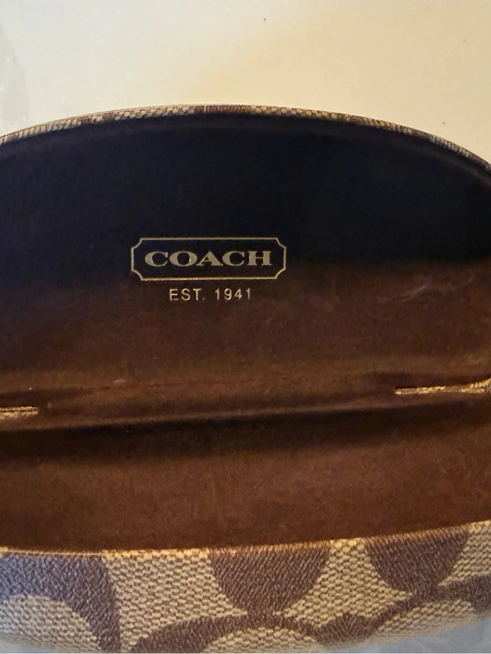 Coach Signature Canvas Eyeglass Case in Brown and Dark Brown